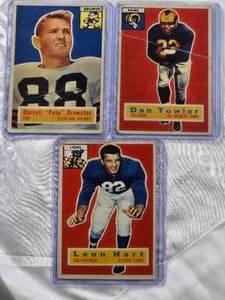 lot 837 image: Lot of 3 1956 Topps Dan Towler #90, Leon Hart #104, Darrell Brewster #21 Vintage Football Cards