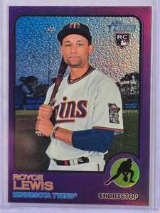 lot 660 image: Royce Lewis Rookie 2022 Topps Heritage Purple Refractor #515