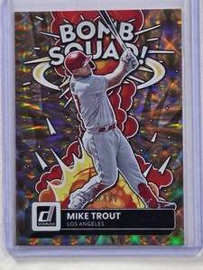 lot 675 image: Mike Trout 2022 Gold Panini Donruss Bomb Squad #BS-8, Numbered 914999