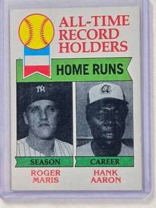 lot 693 image: All-Time Home Run Record Holders 1979 Topps #413, Roger Maris & Hank Aaron
