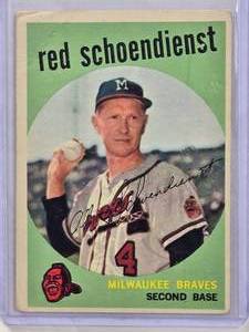 lot 705 image: Red Schoendienst 1959 Topps #480 Vintage Baseball Card