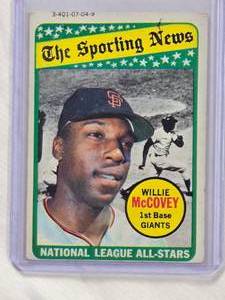 lot 707 image: Willie McCovey The Sporting News 1969 Topps #416 Vintage Baseball Card