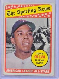 lot 717 image: Tony Oliva 1969 Topps Sporting News #427 Vintage Baseball Card