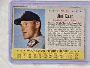 lot 726 image: Jim Kaat 1963 Post Cereal #10 Vintage Baseball Card