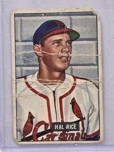 lot 606 image: Hal Rice 1951 Bowman #300 Vintage Baseball Card