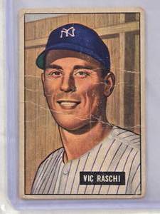 lot 608 image: Vic Raschi 1951 Bowman #25 Vintage Baseball Card