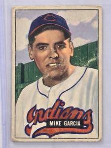 lot 609 image: Mike Garcia 1951 Bowman #150 Vintage Baseball Card