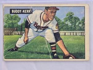 lot 612 image: Buddy Kerr 1951 Bowman #171 Vintage Baseball Card