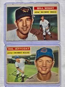 lot 623 image: Lot of 2 1956 Topps Bill Wight #286 & Hal Jeffcoat #289