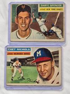 lot 624 image: Lot of 2 1956 Topps Chet Nichols #278 & Daryl Spencer #277