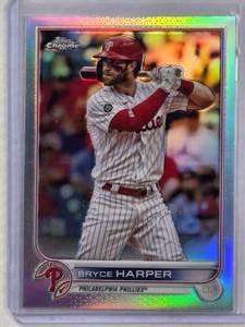 lot 632 image: Bryce Harper 2022 Topps Chrome Refractor #220 Chrome