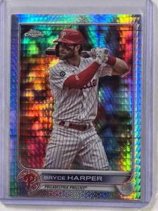 lot 634 image: Bryce Harper 2022 Topps Chrome Refractor #220