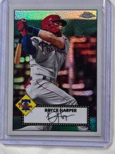 lot 635 image: Bryce Harper 2021 Topps Chrome Refractor #TC52-21
