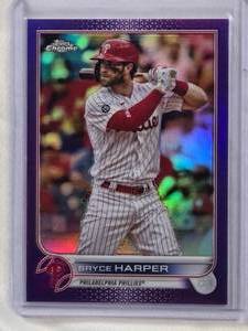 lot 648 image: Bryce Harper 2022 Topps Chrome Purple Refractor Numbered 17250