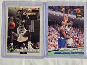lot 312 image: Lot of 2 Shaquille ONeal Rookie Cards 92-93 Fleer Ultra #328, 1992 Draft Picks #1