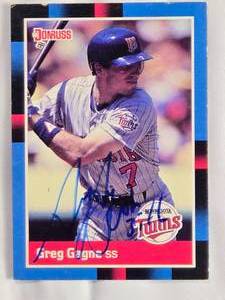 lot 2 image: Greg Gagne 1987 Leaf In Person Auto #441 - Minnesota Twins
