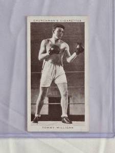 lot 12 image: Tommy Milligan 1938 Churchmans Cigarettes #29 - Scottish Welterweight Champion Vintage Boxing Card