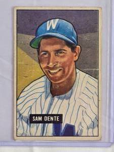 lot 14 image: Sam Dente 1951 Bowman #133 - Washington Senators Vintage Baseball Card
