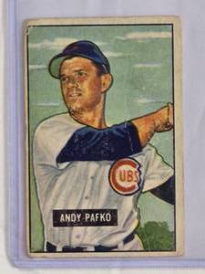 lot 15 image: Andy Pafko 1951 Bowman #103 - Vintage Baseball Card - Chicago Cubs