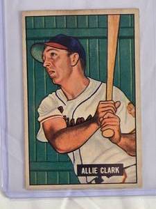 lot 27 image: Allie Clark 1951 Bowman #29 - Cleveland Indians Vintage Baseball Card