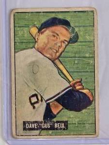 lot 30 image: Dave Gus Bell 1951 Bowman #40 Pittsburgh Pirates  Vintage Baseball Card