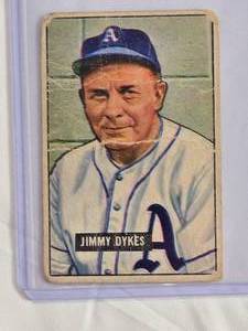 lot 33 image: Jimmy Dykes 1951 Bowman #226 - Philadelphia Athletics Vintage Baseball Card