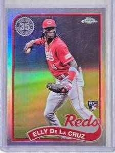 lot 37 image: Elly De La Cruz Rookie 2024 Topps Chrome Refractor 35th Anniversary #89CB-11 - Cincinnati Reds