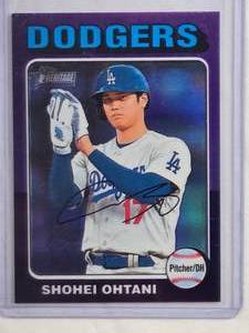 lot 49 image: Shohei Ohtani Rookie 2024 Topps Heritage Purple Refracor #317 - Los Angeles Dodgers