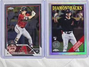 lot 61 image: Lot of 2 Corbin Carroll Rookie Cards - 2023 Topps Chrome #88CU-20 & 2023 Topps Chrome #95 - Arizona Diamondbacks