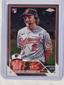 lot 62 image: Gunnar Henderson Rookie 2023 Topps Chrome USC208 - Baltimore Orioles