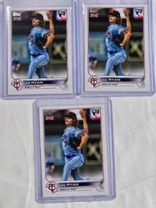 lot 74 image: Lot of 3 Joe Ryan Rookie UK Edition 2022 Topps #19 - Minnesota Twins