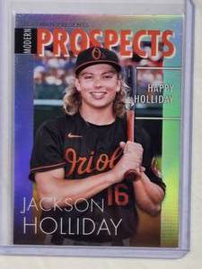 lot 77 image: Jackson Holliday Rookie 2023 Topps Refractor Bowman Presents Modern Prospects #MP-4 - Baltimore Orioles