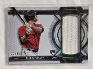 lot 82 image: Alex Kirilloff Rookie 2021 Topps Triple Threads Jumbo Relic #SJR-AK, Numbered 2248 - Minnesota Twins