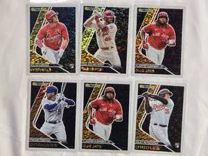 lot 87 image: Lot of 6 Topps 2023 Black Gold - Vladimir Guerrero Jr (2), Nolan Gorman, Adley Rutschman RC, Freddie Freeman, Paul Goldschmidt