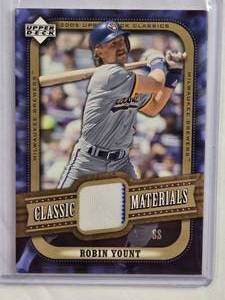lot 126 image: Robin Yount 2005 Upper Deck Classic Materials Game-Used Relic Card #MA-RY - Milwaukee Brewers