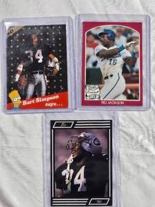 lot 142 image: Lot of 3 Bo Jackson Cards Grand Slam Baseball, 90 LA Raiders, Barts Superstars Number 2 of a 2 Card Set