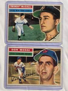 lot 151 image: Lot of 2 1956 Topps Don Mossi #39 & Windy McCall #44 - Vintage Baseball Cards