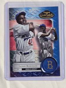 lot 152 image: Jackie Robinson 2012 Topps Blue Foil Gold Label #73 Numbered, 1450 - Brooklyn Dodgers Vintage Baseball Card