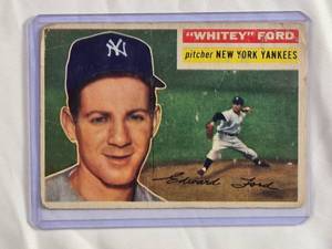 lot 156 image: Whitey Ford 1956 Topps #240 New York Yankees Vintage Baseball Card
