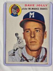 lot 159 image: David Jolly 1954 Topps #188  - Milwaukee Braves Vintage Baseball Card