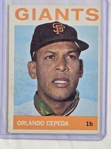 lot 168 image: Orlando Cepeda 1964 Topps #390 - San Francisco Giants Vintage Baseball Card