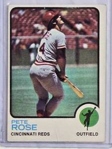 lot 169 image: Pete Rose 1973 Topps #130 - Cincinnati Reds Vintage Baseball Card