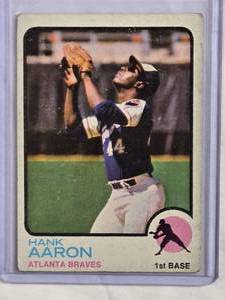 lot 182 image: Hank Aaron 1973 Topps #100 - Atlanta Braves Vintage Baseball Card