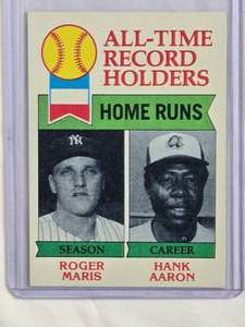 lot 183 image: 1979 Topps All-time Record Holders Home Runs Roger Maris & Hank Aaron #413