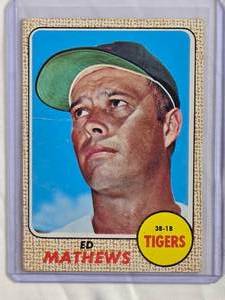 lot 187 image: Ed Mathews 1968 Topps #58 - Detroit Tigers Vintage Baseball Card