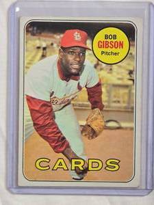 lot 193 image: Bob Gibson 1969 Topps #200 - St. Louis Cardinals Vintage Baseball Card