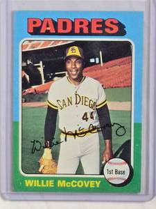 lot 197 image: Willie McCovey 1975 Topps #450 San Diego Padres Vintage Baseball Card