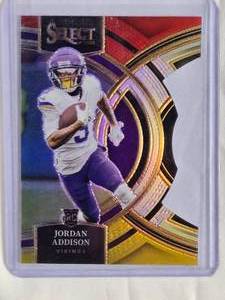 lot 238 image: Jordan Addison Rookie 2023 Panini Select Die Cut Prizm #194 - Minnesota Vikings