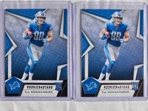 lot 243 image: Lot of 2 T.J. HOCKENSON Rookie 2019 Panini - Rookies & Stars #104 - Detroit Lions