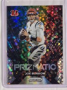 lot 247 image: Joe Burrow 2023 Panini Disco Prizm Football #9 Prizmatic - Cincinnati Bengals